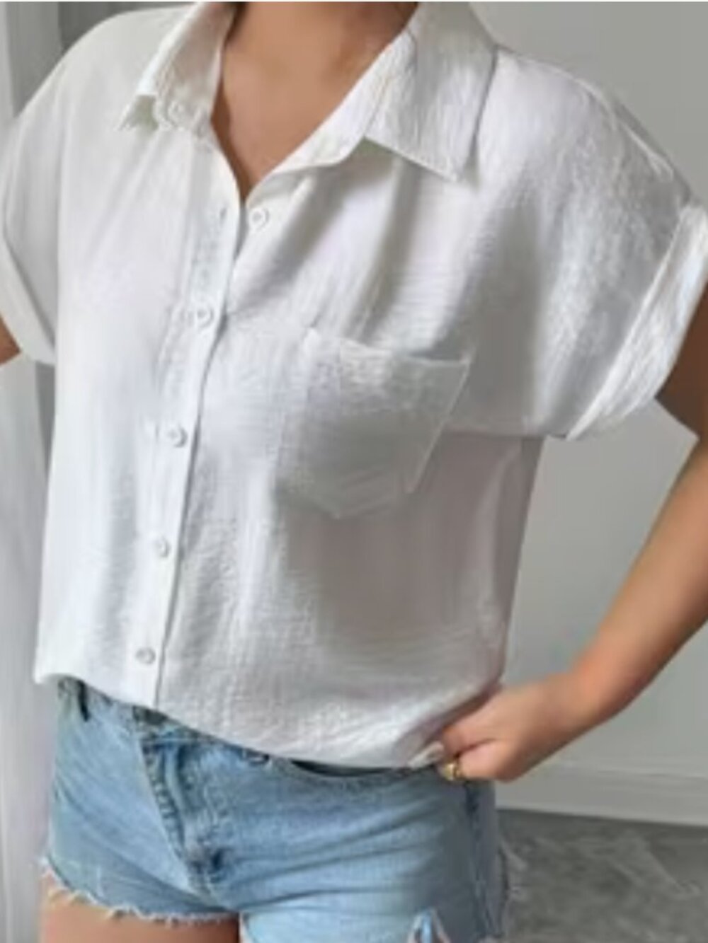 Classic White Short Sleeve Blouse